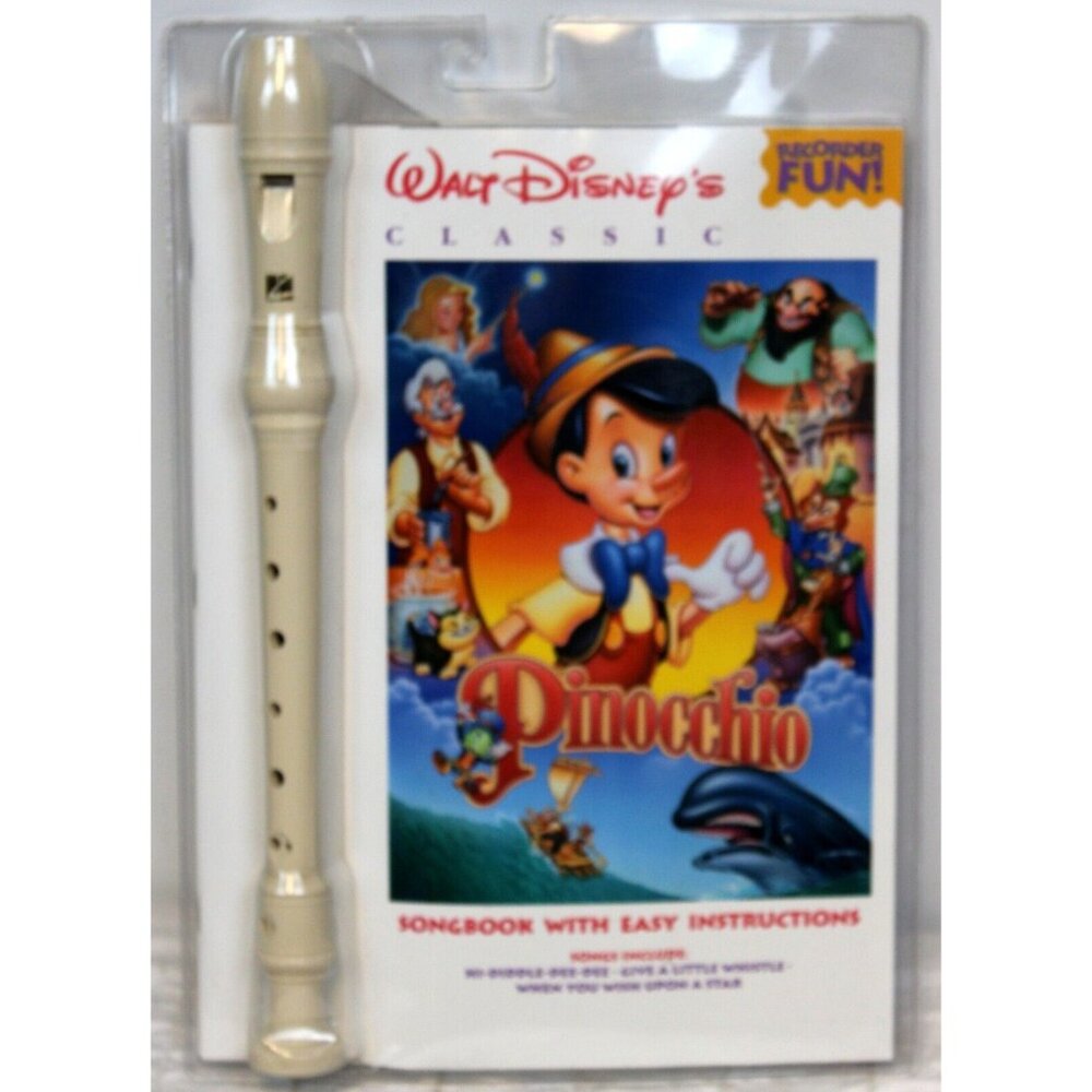VTG 1990s Disney Pinocchio Recorder Songbook Sheet Music Large Easy Read Classic